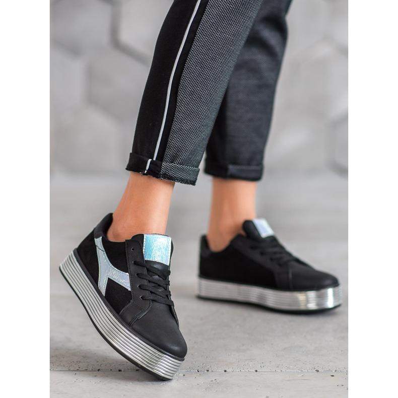 Ideal Shoes Tennarit holoefektillä musta keltainen 2