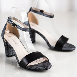 Goodin Tyylikkäät sandaalit pitsillä musta 1