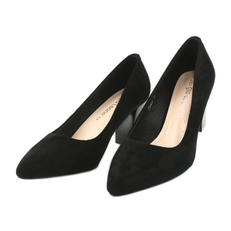 Sergio Leone PB403 mokkanahkapumput korkealla kantapäällä, musta 3