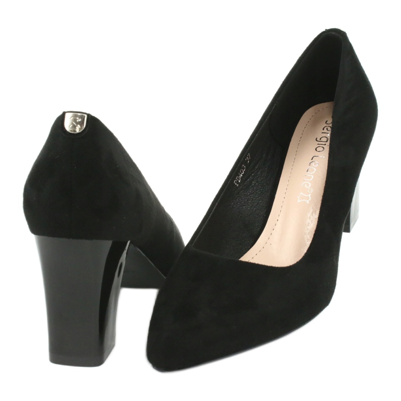 Sergio Leone PB403 mokkanahkapumput korkealla kantapäällä, musta 4