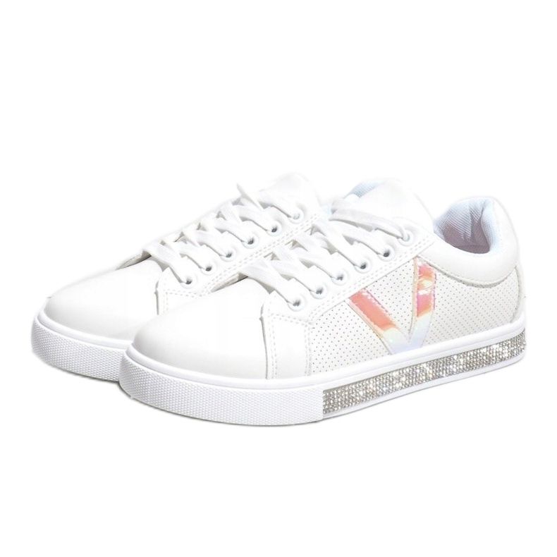 Valkoiset lenkkarit, koristeltu timanteilla X703 valkoinen 1