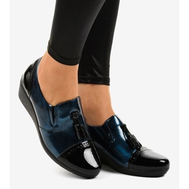 Mustat kiilakengät 7-9022 laivastonsininen 2