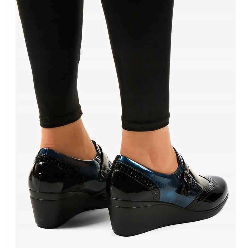 Mustat kiilakengät 7-9021 laivastonsininen 2