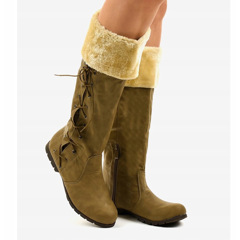 Ruskeat, eristetyt litteät saappaat AF1151 2