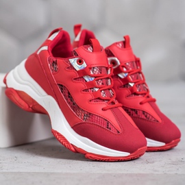 SHELOVET Snake Print Platform Tennarit punainen 2 SHELOVET Snake Print Platform Tennarit punainen 2