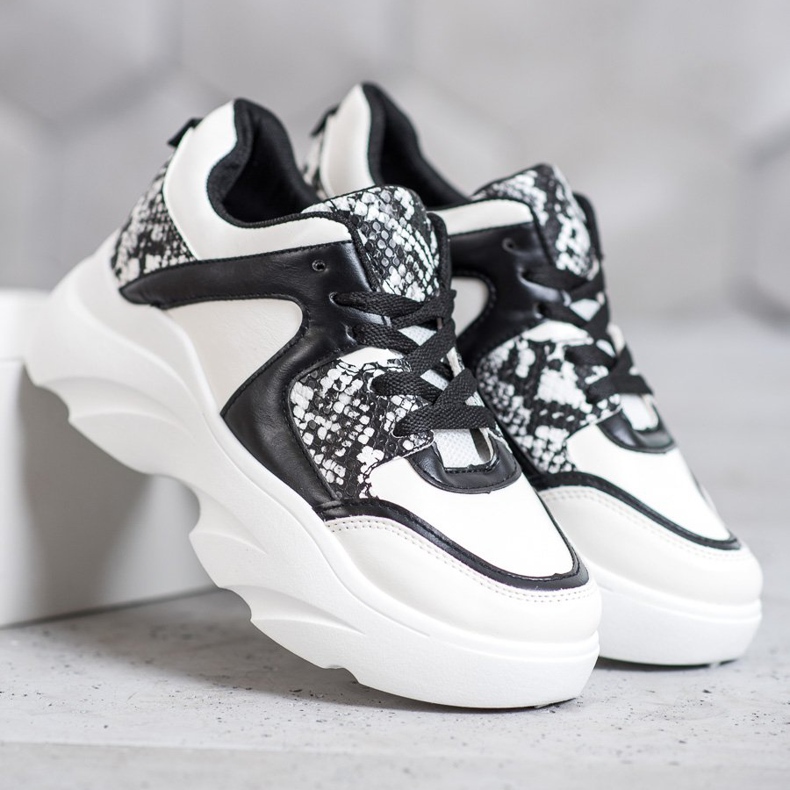 Weide Muodikkaat Eco -nahka -lenkkarit valkoinen musta 2