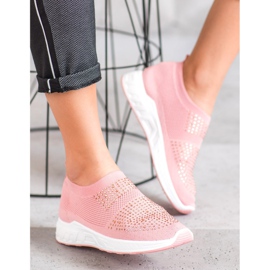 SHELOVET Slip-on kengät kristalleilla vaaleanpunainen 2