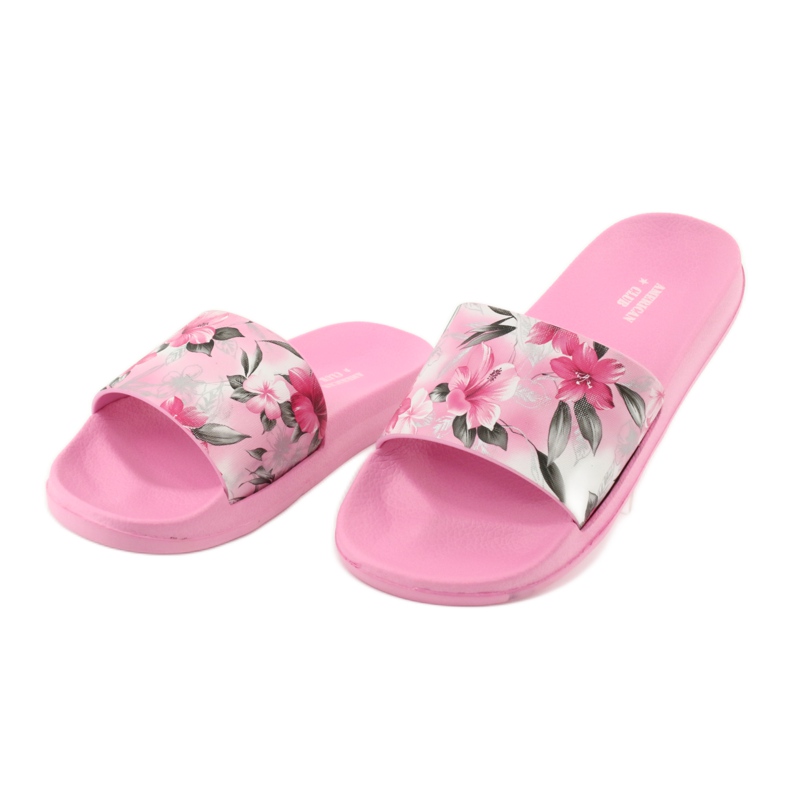 Kukat profiloitu American Club vaaleanpunainen tohvelit valkoinen harmaa vihreä 3