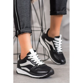 SHELOVET Sidotut mustat kengät valkoinen 2