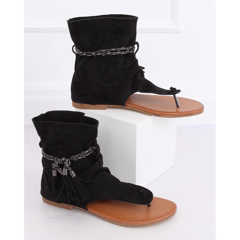 Musta SL1011 Mustat varvastossut, joissa päällinen 1