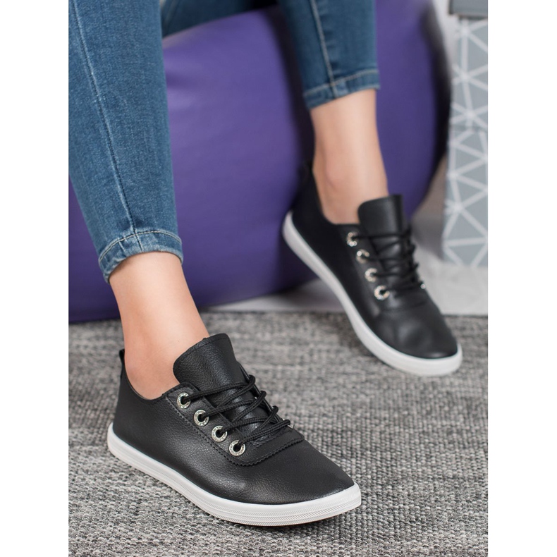 SHELOVET Tyylikkäät lenkkarit Eco -nahalla musta 1