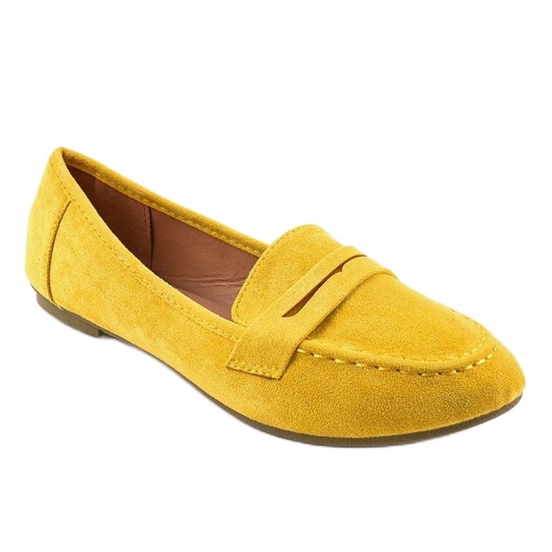 Keltainen ekologinen mokkanahka ballerina loafers B2030 1