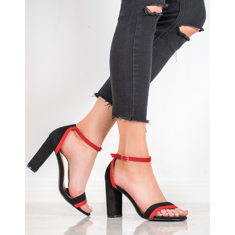 SHELOVET Tyylikkäät korkeakorkoiset sandaalit musta 1