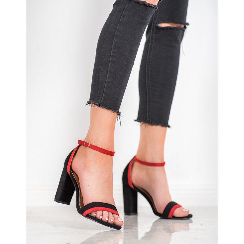 SHELOVET Tyylikkäät korkeakorkoiset sandaalit musta 2