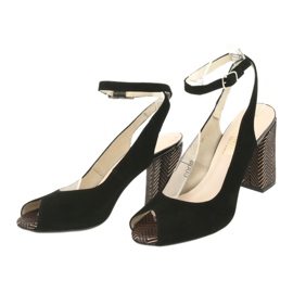 Gamis Naisten mustat nahka sandaalit musta 3930 3