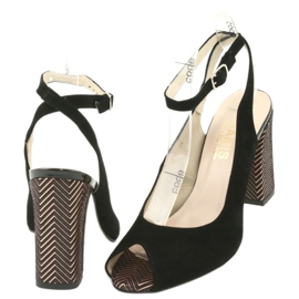 Gamis Naisten mustat nahka sandaalit musta 3930 4