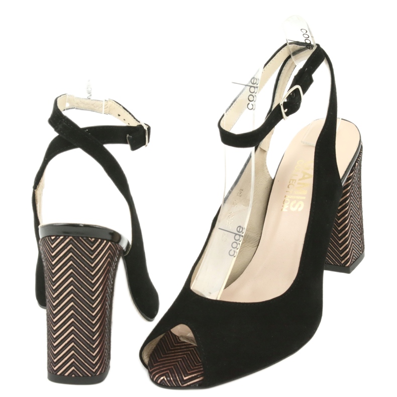 Gamis Naisten mustat nahka sandaalit musta 3930 4