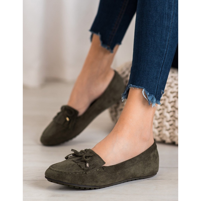 Ideal Shoes Mokkanahat, joissa on hapsut vihreä 1