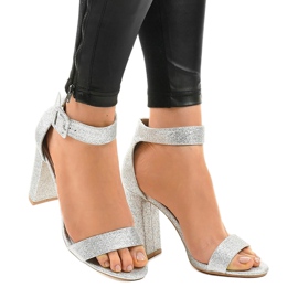 Hopeiset avoimet kimalluspumput ZY-161 harmaa 1