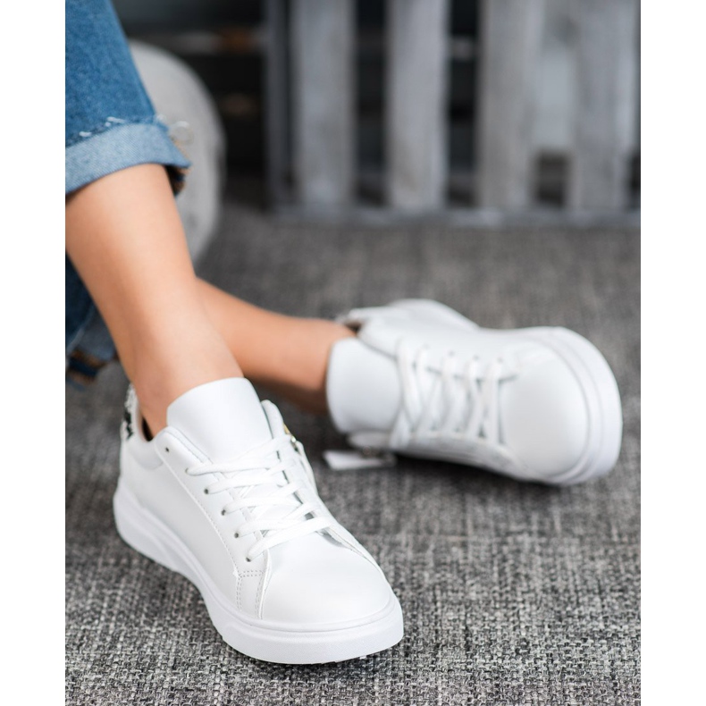 SHELOVET Urheilukengät koristeellisella vetoketjulla valkoinen 2