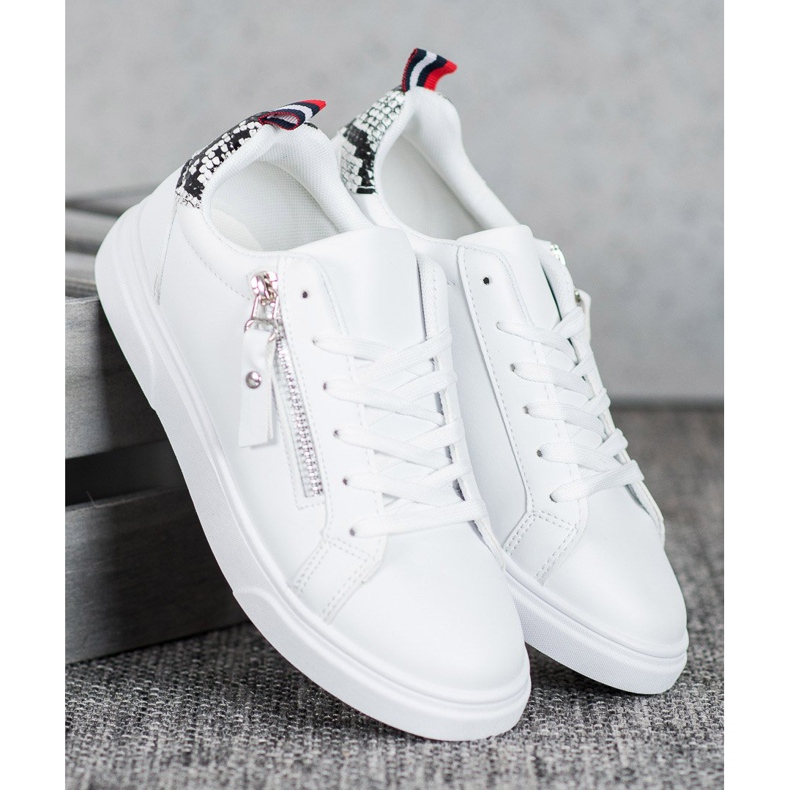 SHELOVET Urheilukengät koristeellisella vetoketjulla valkoinen 1