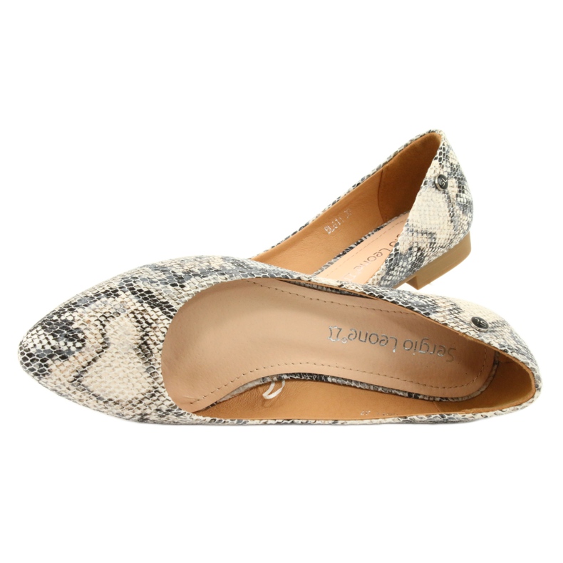 Sergio Leone BL611 eläinkuvioiset ballerinat ruskea harmaa 5