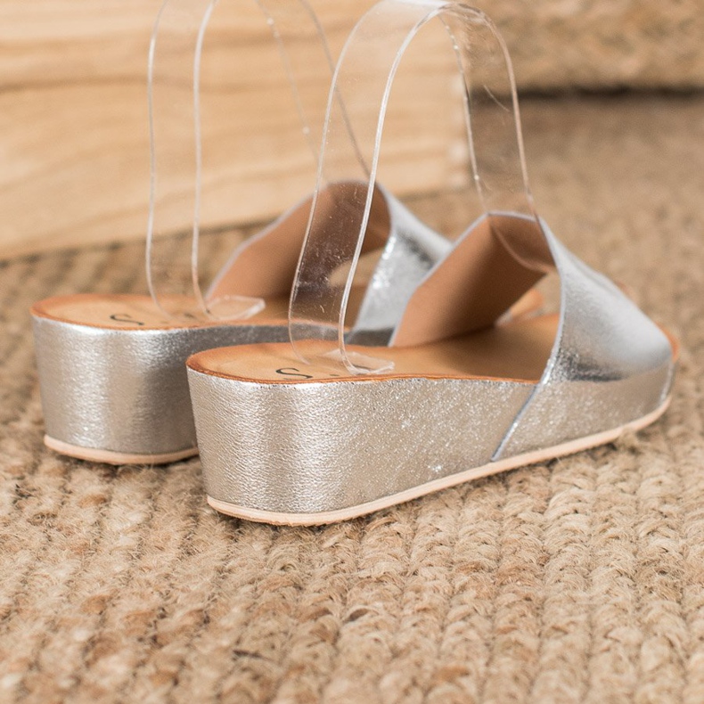 SHELOVET Tyylikkäät kiilatossut harmaa 1