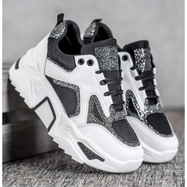 Seastar Muodikkaat lenkkarit glitterillä valkoinen musta 1