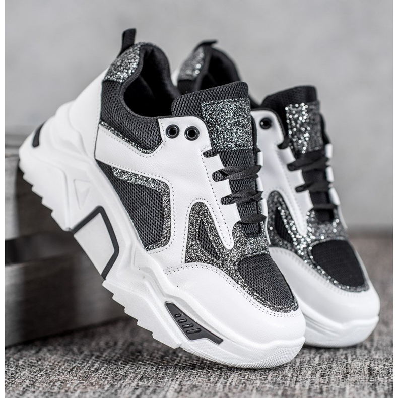 Seastar Muodikkaat lenkkarit glitterillä valkoinen musta 1