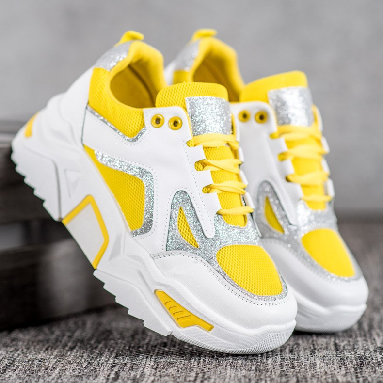 Seastar Muodikkaat lenkkarit glitterillä valkoinen keltainen 2