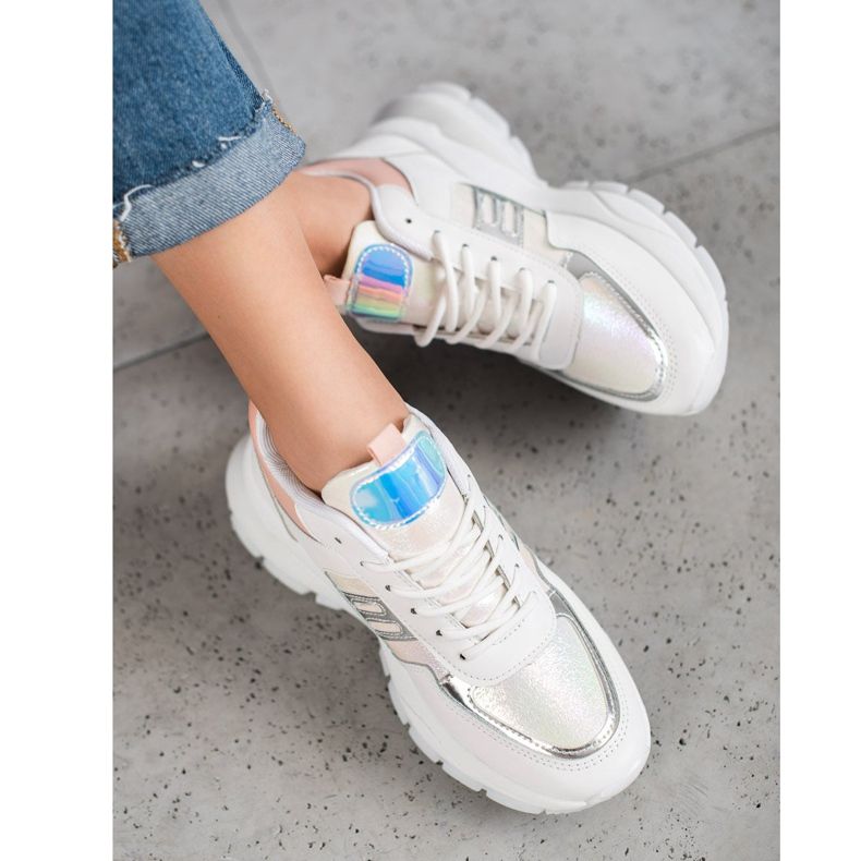 SHELOVET Muodikkaat Eco -nahka -lenkkarit valkoinen monivärinen 1