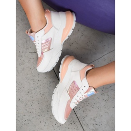 SHELOVET Muodikkaat Eco -nahka -lenkkarit valkoinen vaaleanpunainen monivärinen 2