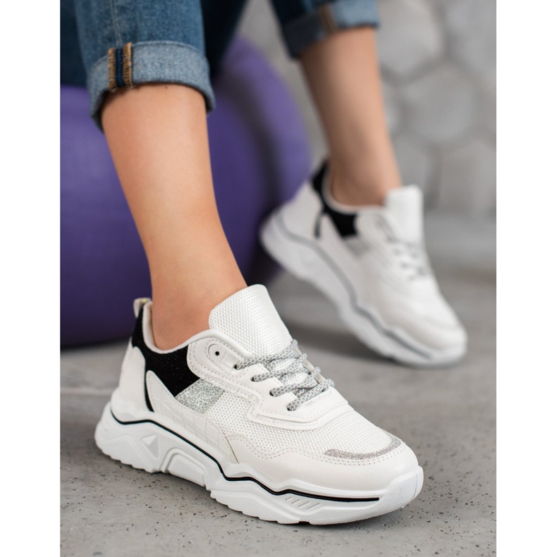 SHELOVET Lenkkarit Platform Glitterillä valkoinen musta 1