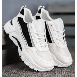 SHELOVET Tyylikkäät lenkkarit glitterillä valkoinen musta 2