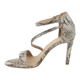 Nahkaiset sandaalit nastassa Edeo 3344 käärme / beige harmaa 2