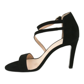 Mustat nahkaiset sandaalit Edeo 3344 -korkokengissä 2