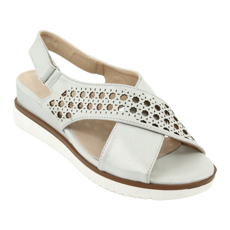 M.Daszyński Hopeiset sandaalit kiilassa Daszyński 1838 harmaa 1