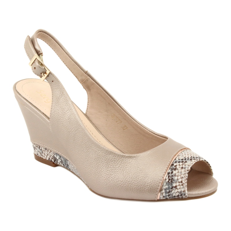 Kultaiset capuccino-sandaalit Sergio Leone 777 beige ruskea kultainen 1