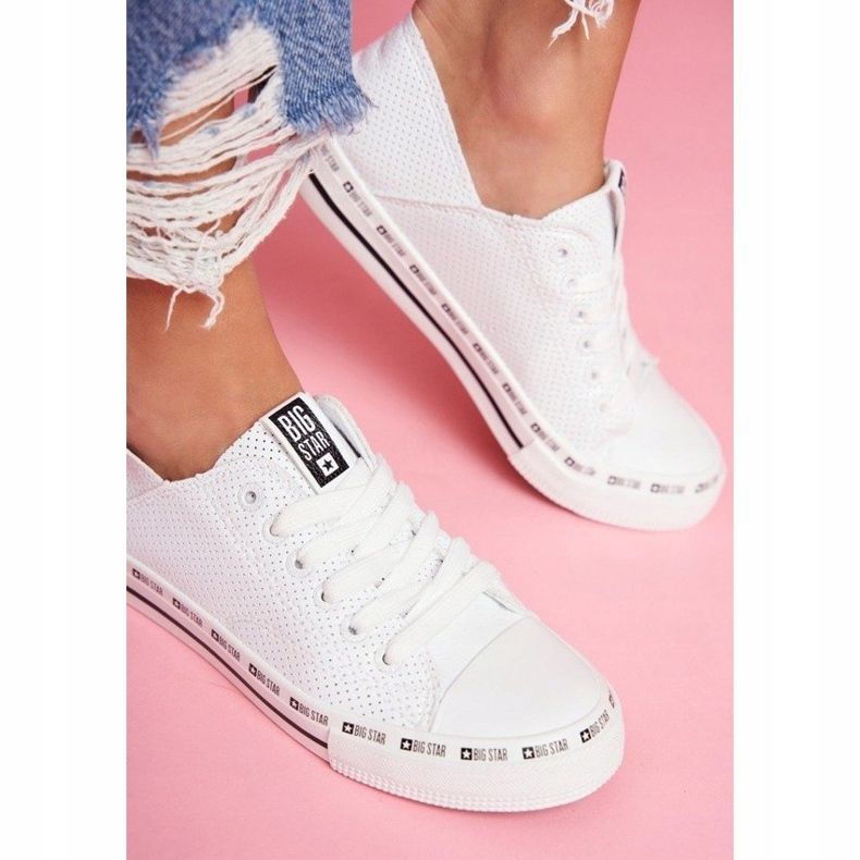 Valkoiset naisten kengät, avoimet lenkkarit Big Star FF274024 valkoinen 1