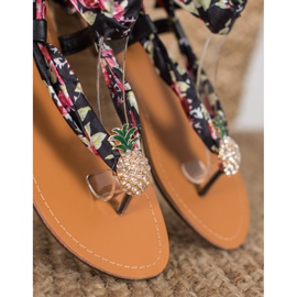 SHELOVET Sidotut sandaalit ananaksella musta monivärinen 1