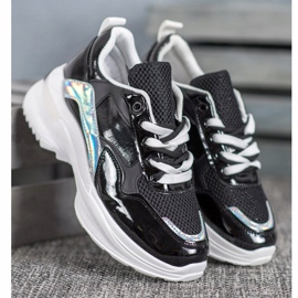 SHELOVET Tyylikkäät ekonahkaiset lenkkarit musta 1