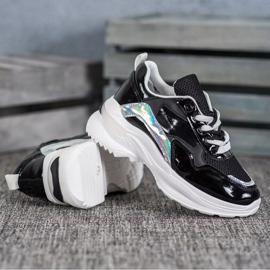 SHELOVET Tyylikkäät ekonahkaiset lenkkarit musta 2