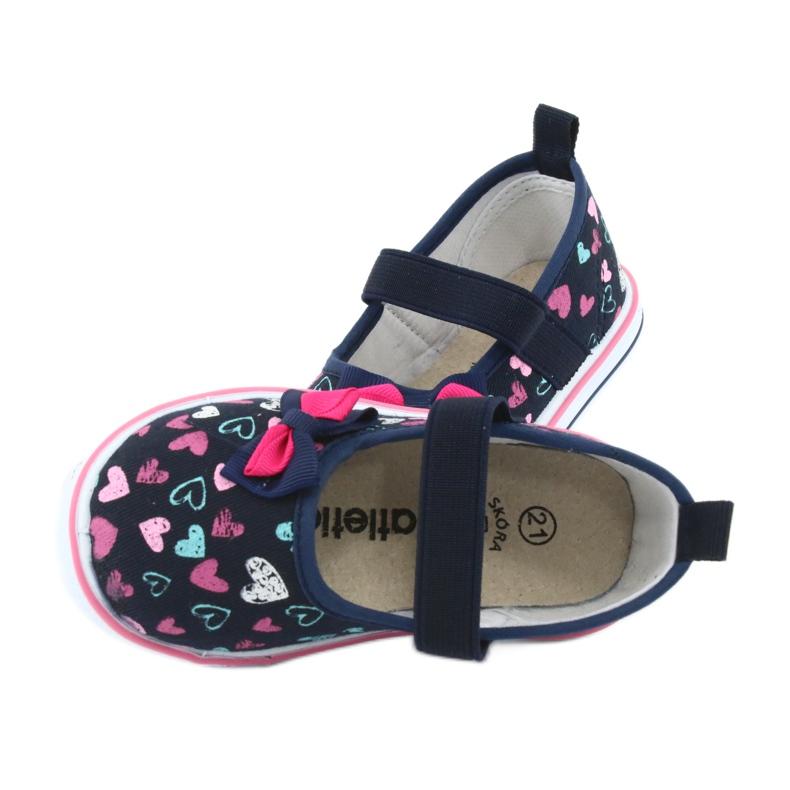 Ballerinat rusetti Atletico nahka insertti valkoinen laivastonsininen sininen vaaleanpunainen 6