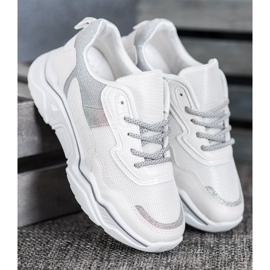 SHELOVET Lenkkarit Platform Glitterillä valkoinen 2