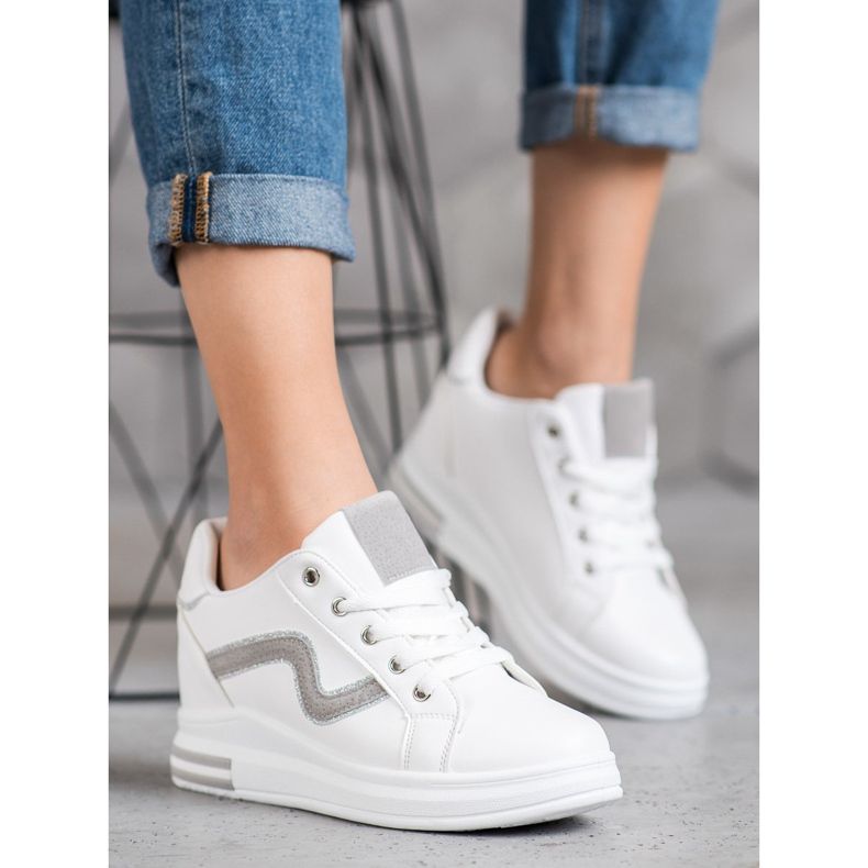 SHELOVET Urheilukengät, joissa piilotettu kiila valkoinen 2