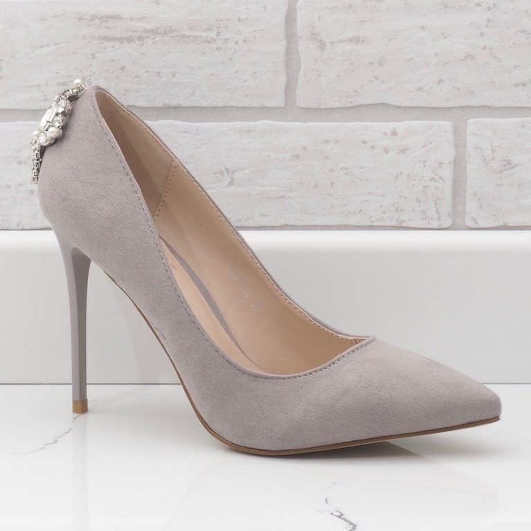 Harmaat klassiset korkokengät, joissa kuutio zirkonia 9229-13 1