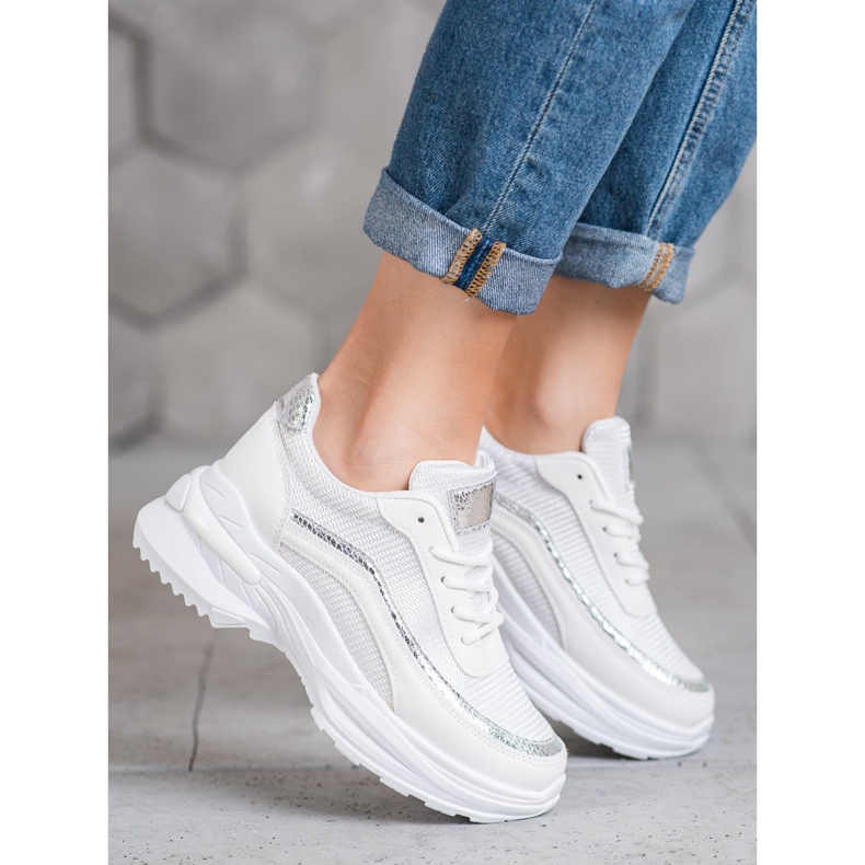 SHELOVET Muodikkaat urheilukengät valkoinen keltainen 2