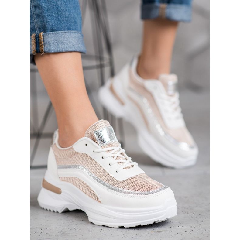 SHELOVET Muodikkaat urheilukengät valkoinen ruskea 1