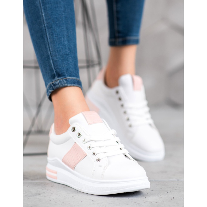 Weide Urheilujalkineet vaaleanpunaisilla lisäosilla valkoinen vaaleanpunainen 2