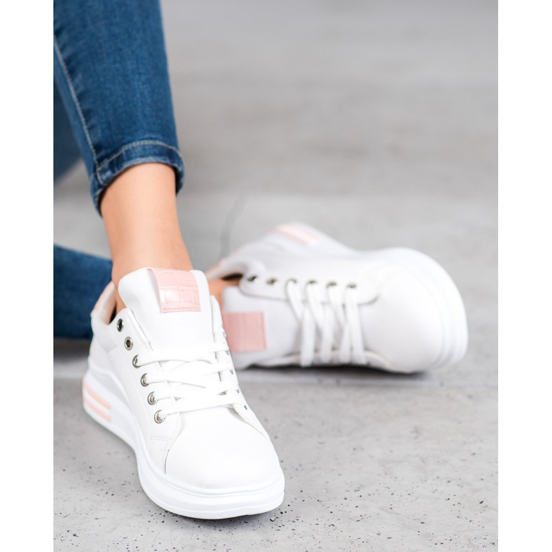 Weide Urheilujalkineet vaaleanpunaisilla lisäosilla valkoinen vaaleanpunainen 1